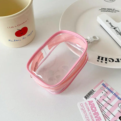 12cm PVC Transparent Storage Bag with Keychain Multicolor Cartoon Doll Display Box Dustproof Case Earphones Gift Organizer Bags
