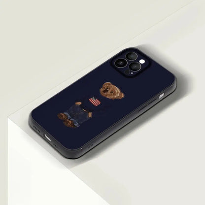 American Teddy Bear-P-POloS Phone Case Black Silicone Matte Phone Case For Iphone 17 Air 16 15 14 13 12 11 Pro Max TPU Soft Case