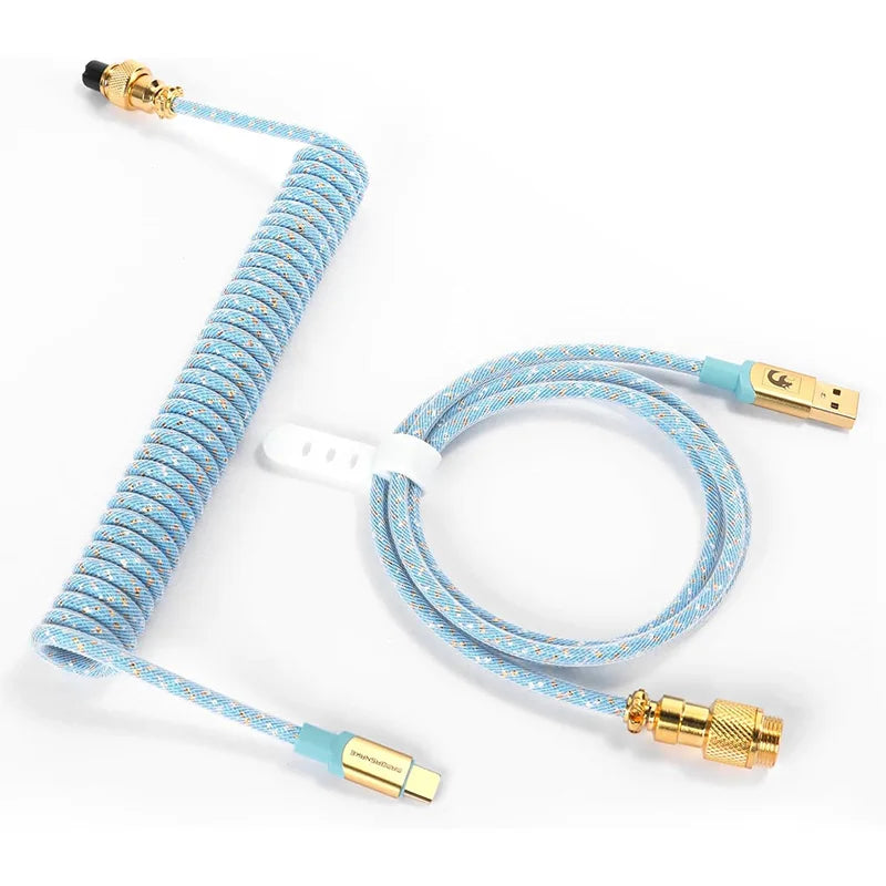 ATTACK SHARK * MAMBASNAKE C03 Coiled USB C Cable for Gaming Keyboard, Nylon Braided Mechanical Keyboard Cable, Double-Sleeved