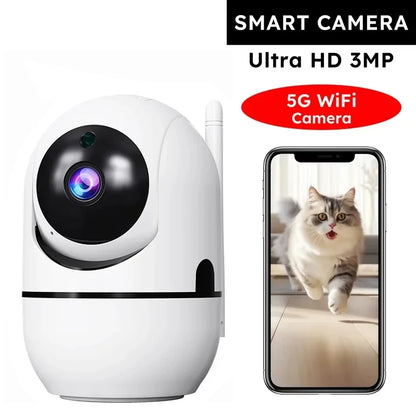 Pet Dog Camera with Phone App, 5G/2.4GHz WiFi Indoor Security Baby Camera, 360° Pan & Tilt, 2-Way Audio, Night Vision