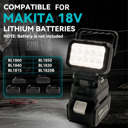 Power Tool Parts for Makita  BL1830 18V Lithium Battery LED Work Lights Lamp Hand Lantern Spotlight Camping Emergency Lighting