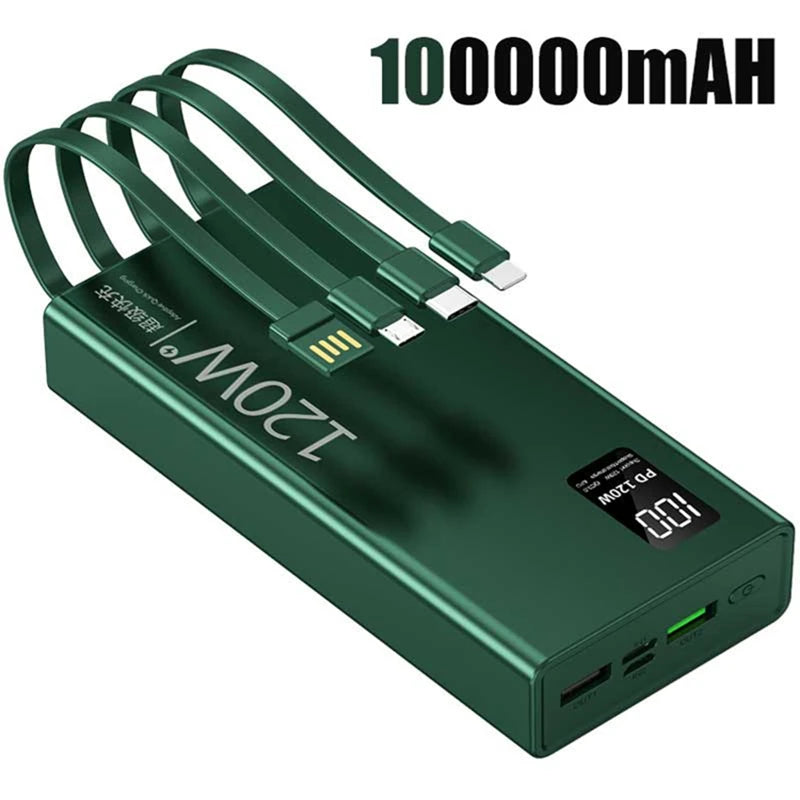 Lenovo 4-in-1 Power Bank 120W 500000mAh High Capacity With Cables Super Fast Charging Portable Charger For iPhone Samsung 2026