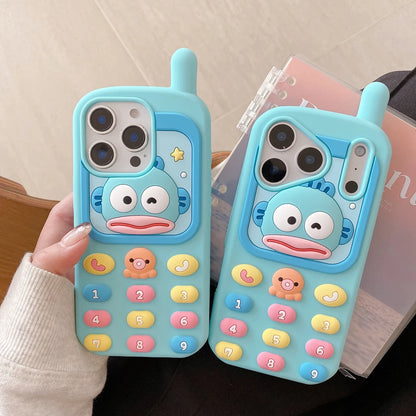 Cute Cartoon Sanrio Hangyodon 3D Stereoscopic  Phone Case For iPhone 17 16 15 14 13  Pro Max Shockproof Soft Silicone Cover