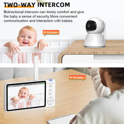 Baby Monitor 5"IPS Video With Pan Tilt Child Camera Wireless 2-Way Audio Night Vision Security Babysitter VOX Wake Up USB Charge