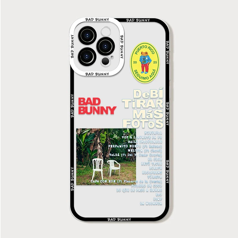 Clear Phone Case for IPhone 16 Pro Max 15 14 13 12 11 Mini X XR XS SE2 7 8 14Plus DTMF Debí Tirar Más Fotos Bad Bunny Soft Cover