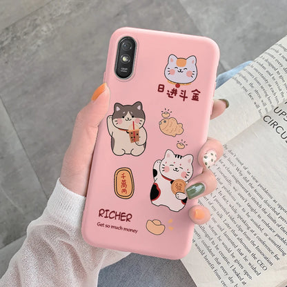 For Redmi 9AT 9A 9at Back Cover Protective Case Soft Silicone Cute Cartoon Cat Frog Funda Phone Case For Xiaomi Redmi 9C 13C 14C