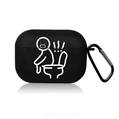 Creative Line Cute Black Earphone Case for AirPods Pro 3/Pro 2 /Pro/4 /3 /1or2 Headset Protective Cover Cute Cartoon Simple Case