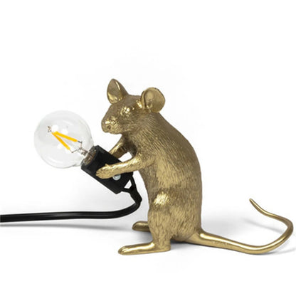 Modern Resin Animal LED Table Lamp - Mouse Cat Squirrel Design Night Light Desk Lighting Fixture for Home Decor