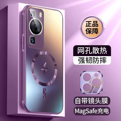 For Huawei P60 Pro Case P50 P60 Pro Support Magsafe Magnetic Wireless Charging Cover Frosted Funda Protect Camera Lens