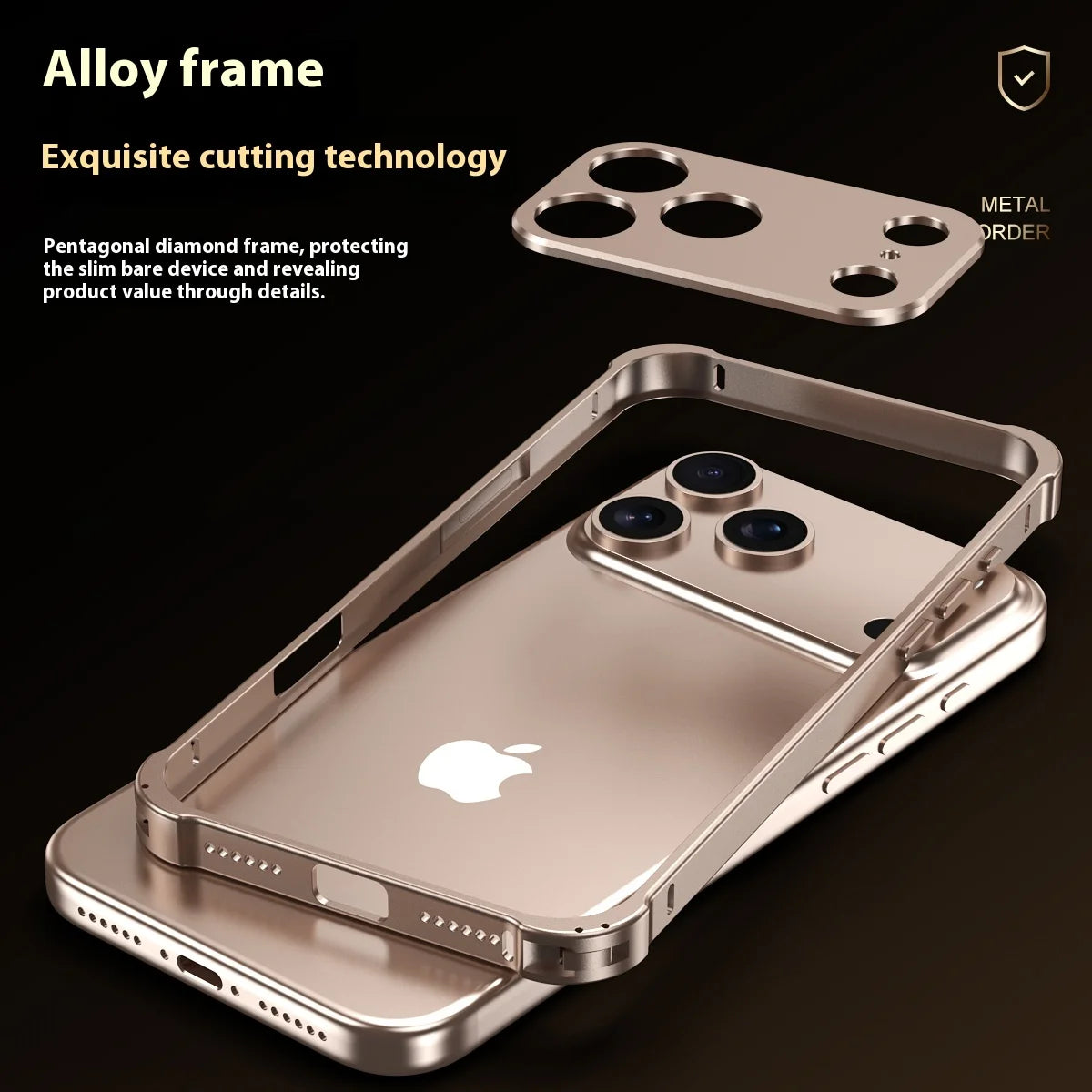 Metal Alloy Lens Protect Frame Phone Case For iPhone 17 Air 16 15 14 13 12 Pro Max Plus Four Corners Anti-drop Shockproof Bumper
