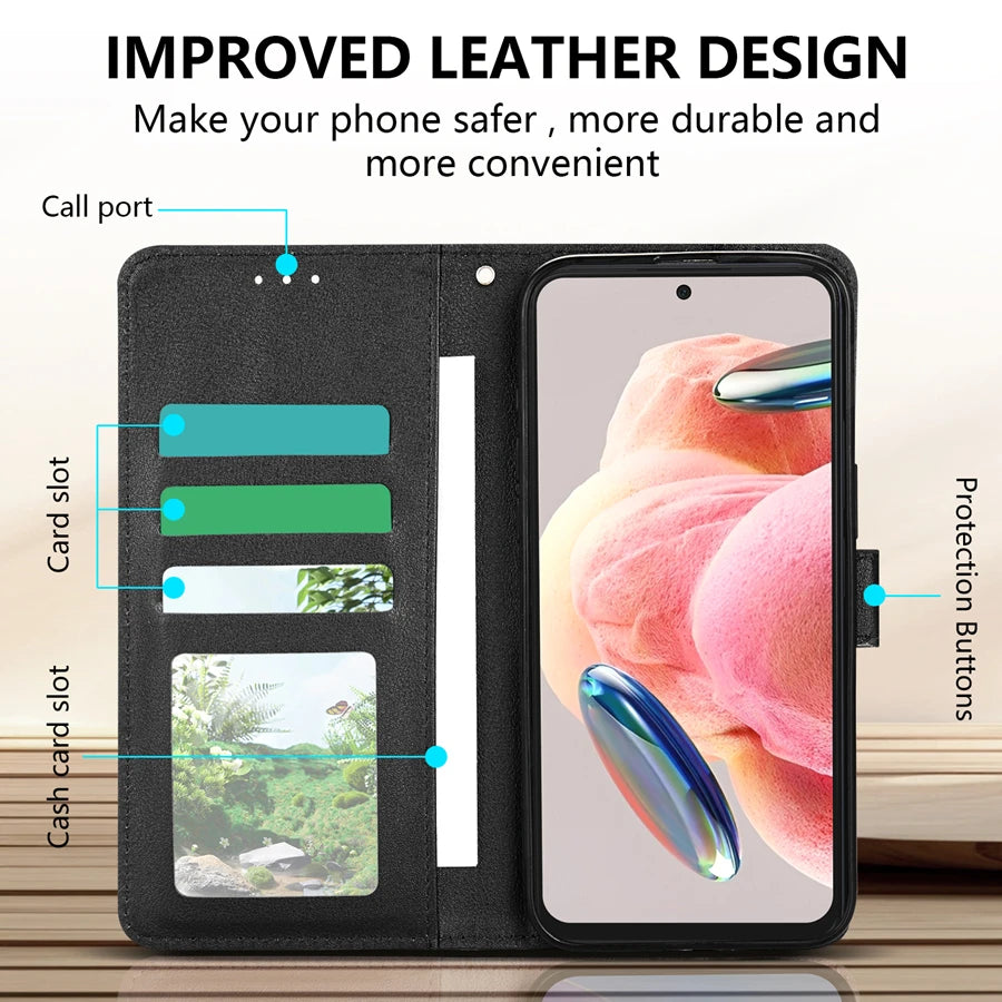 Wallet With Card Slot Kickstand Magnetic Flip Leather Case For Xiaomi 15T M7 Pro 5G C75 X7 X6 C65 Redmi 15 15C Shockproof Cover