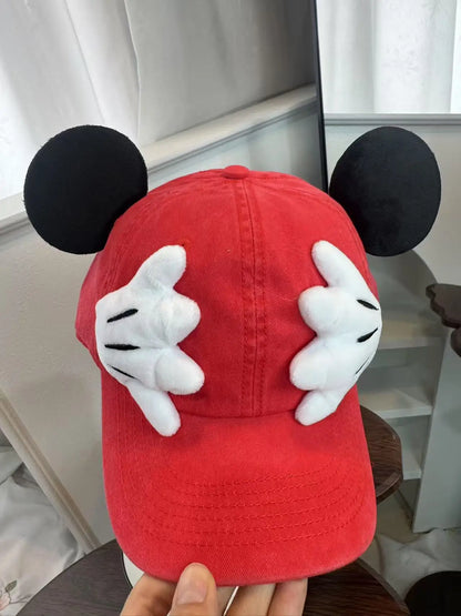 Cute Cartoon Mouse Ear Baseball Caps Adjustable Snapback Hat Outdoor Sports Travel Sun Hat with Curved Brim for Adult Teens