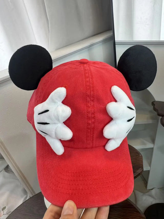 Cute Cartoon Mouse Ear Baseball Caps Adjustable Snapback Hat Outdoor Sports Travel Sun Hat with Curved Brim for Adult Teens