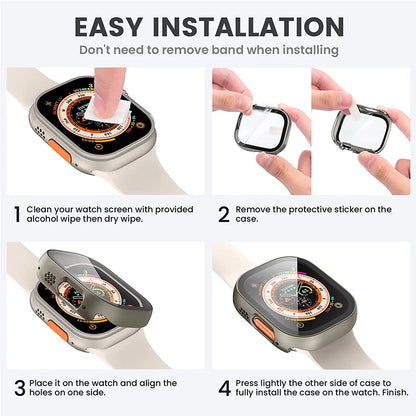 Glass+case For Apple Watch Ultra 49mm strap smartwatch PC Bumper+Screen Protector Tempered Cover iwatch series band Accessories