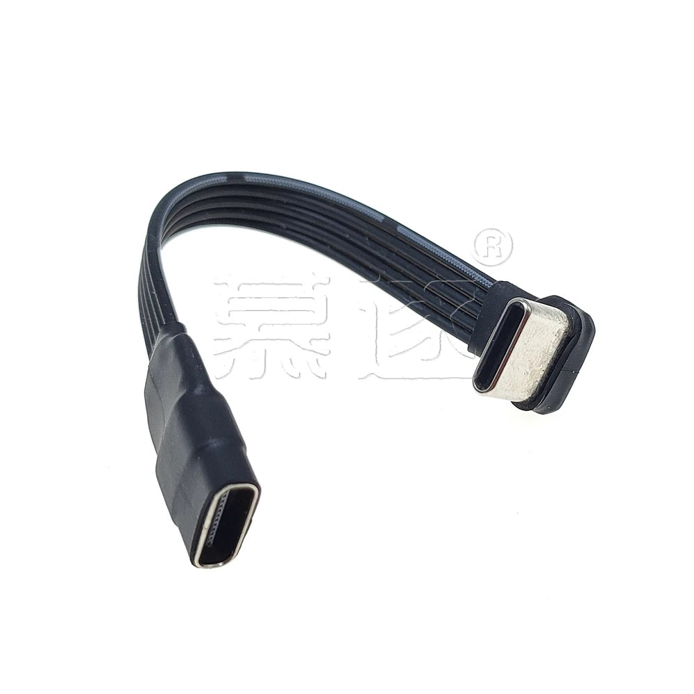 50CM Type C to USB-C 90° Angled adapter cable Power bank flexible cable PD cable charging cable USB C bend flat silicone cable