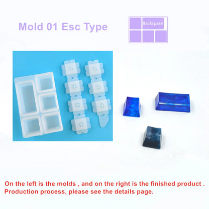 1pcs Manual Mechanical Gaming Keyboard Mold Computer PC Gamer Pet Paw keycaps Silicone Molds Dried Flower Resin Crafts