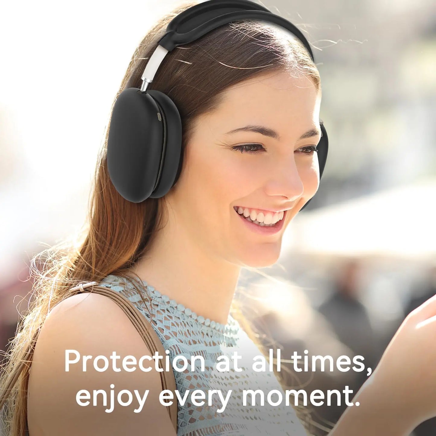 4 in 1 Silicone Case Cover for AirPods Max Headphones, Ear Pad Case Cover/Ear Cups Cover/Headband Cover for AirPod Max -Black