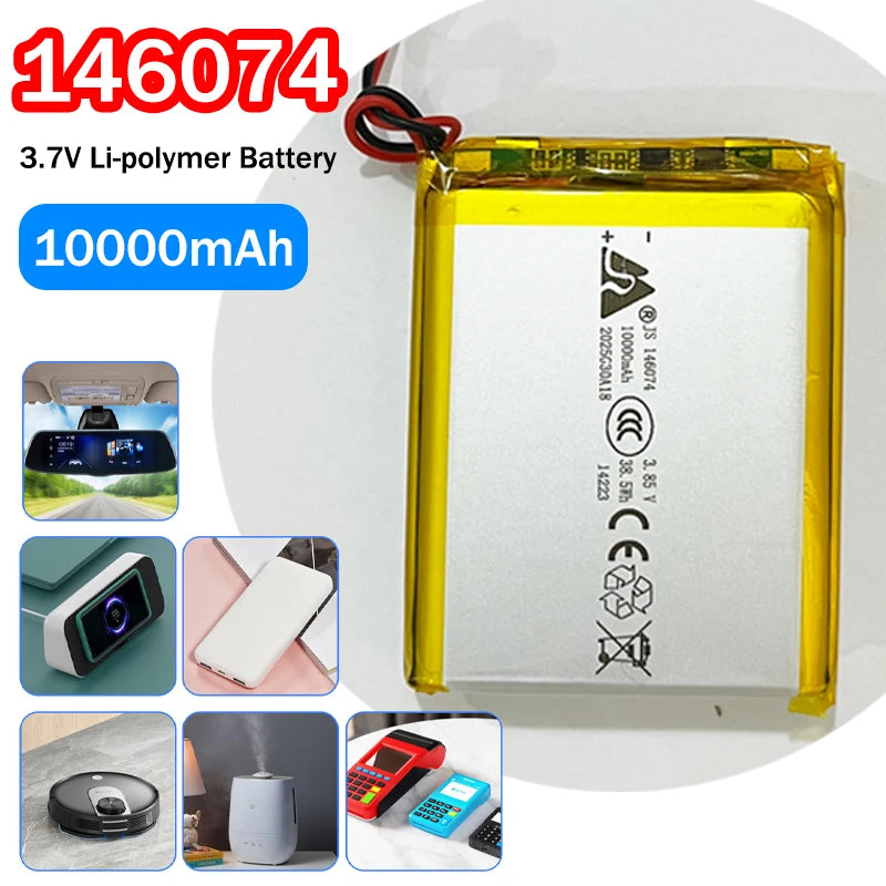 3.7V 10000mAh 146074 Li-polymer Battery 136074 Rechargeable Polymer Lithium Batteries for Power Bank Toy GPS Laptop Lights Diy