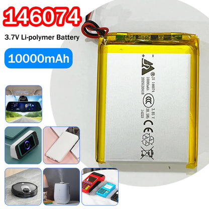 3.7V 10000mAh 146074 Li-polymer Battery 136074 Rechargeable Polymer Lithium Batteries for Power Bank Toy GPS Laptop Lights Diy