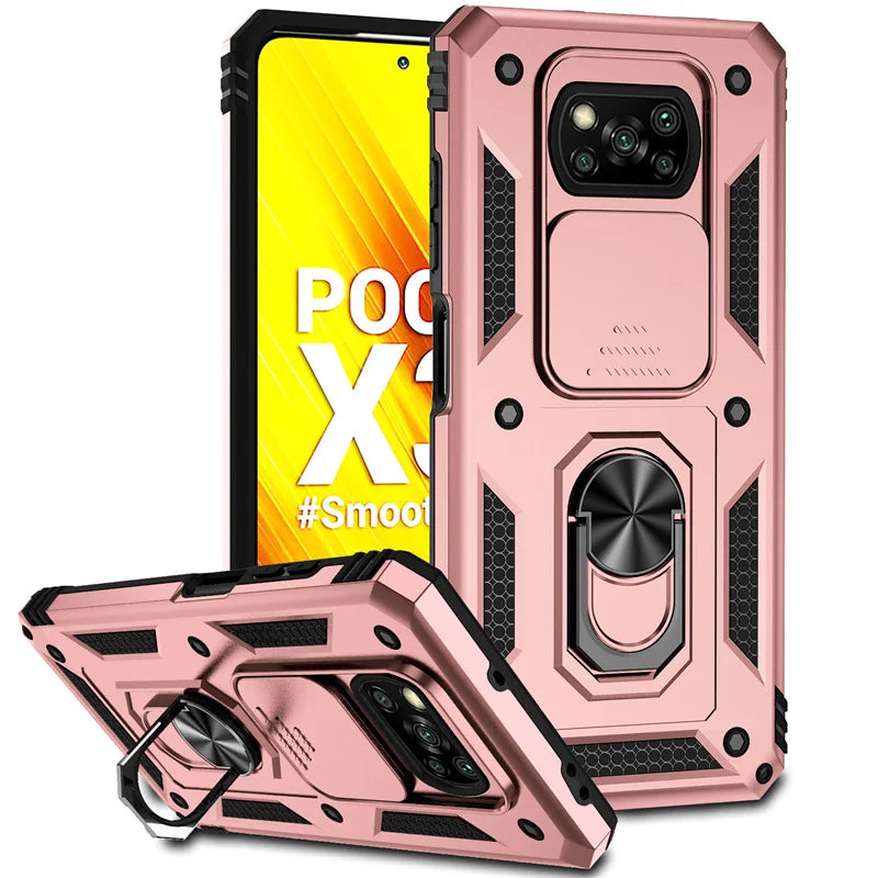 For Xiaomi Poco X3 Pro Case Magnetic Ring Holder Armor Cases For Poko Poxo Pocco Little X 3 NFC X3Pro Slide Camera Protect Cover