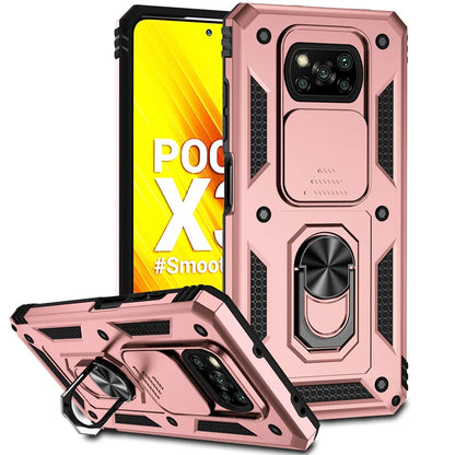 For Xiaomi Poco X3 Pro Case Magnetic Ring Holder Armor Cases For Poko Poxo Pocco Little X 3 NFC X3Pro Slide Camera Protect Cover
