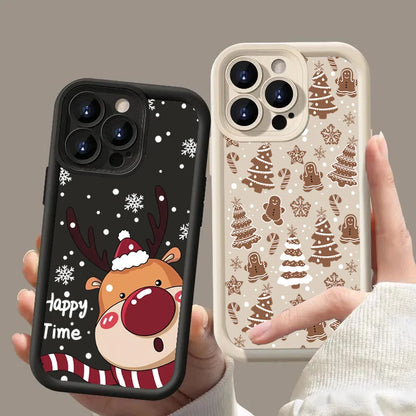 Christmas Deer Tree Graphic Phone Case For iPhone 17 16 15 Pro Max Plus 14 13 12 11 Pro Max Air XS X XR 7 8 Plus SE2 Soft Cover