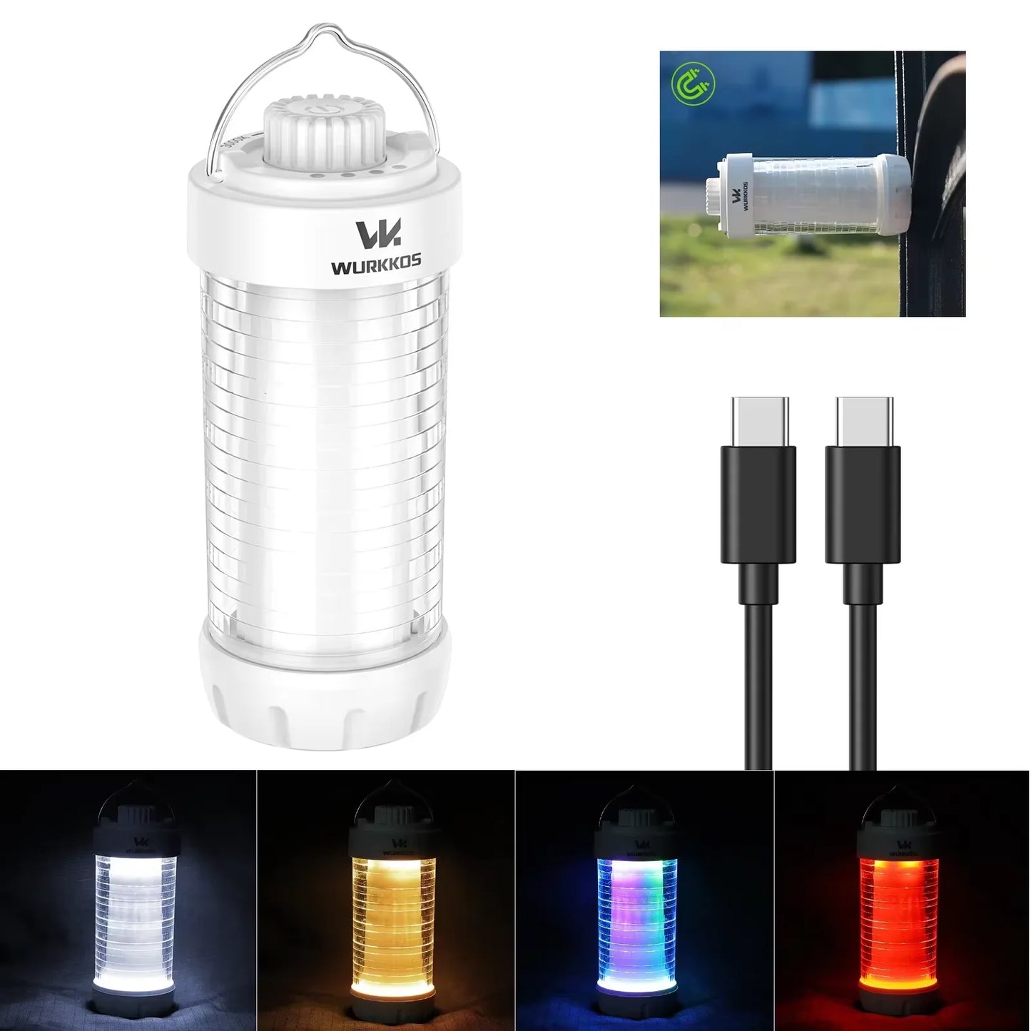 Wurkkos CL01 550LM RGB 550LM Rechargeable LED Flashlig Camping Lantern Power Bank Magnetic Work Light Rechargeable Waterproof