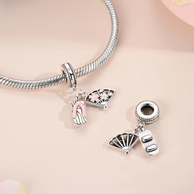 New IN 925 Sterling Silver Charms Beads Headphones Snail Fox Rose Pendant Jewelry Fit Original Bracelet For Women DIY Gift