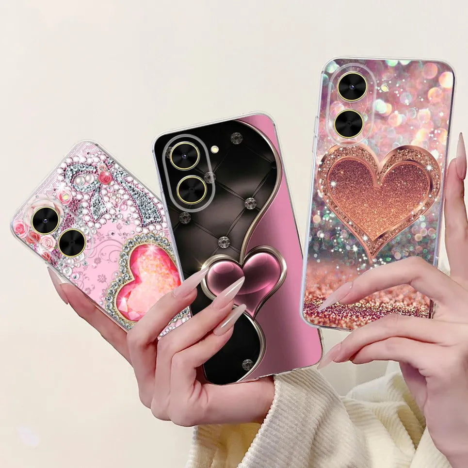 For Cover Xiaomi Redmi A5 4G / Poco C71 Phone Case Colorful Flower Butterfly Love Heart Lxuru Women Fashion Soft Clear Silicone