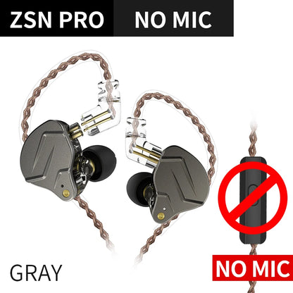 KZ ZSN Pro Headphones In Ear Monitor Hybrid Technology Best Earphone 1BA+1DD HIFI Bass Phone Metal Wired Headset With Microphone