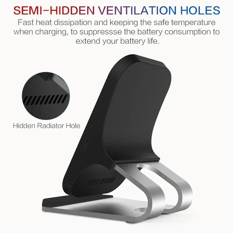 10W 7 5W 5W Qi Fast Wireless Charger Mount 2 Coils Case Friendly Anti Slip Rubber Type C Input