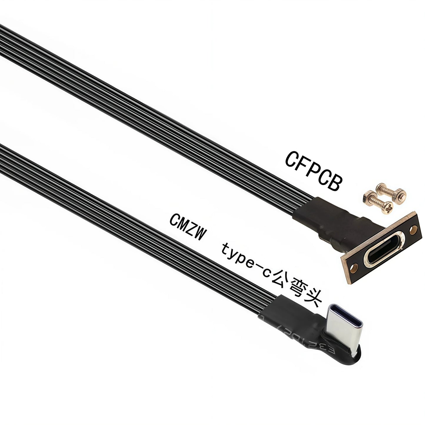 50CM Type C to USB-C 90° Angled adapter cable Power bank flexible cable PD cable charging cable USB C bend flat silicone cable