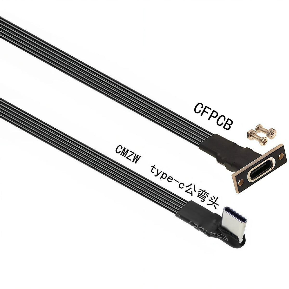 50CM Type C to USB-C 90° Angled adapter cable Power bank flexible cable PD cable charging cable USB C bend flat silicone cable