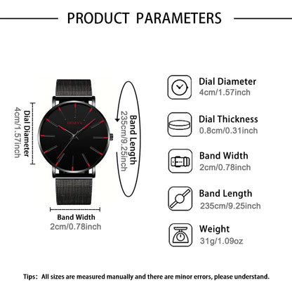 Minimalist Mens Fashion Ultra Thin Watches Simple Men Business Stainless Steel Mesh Belt Quartz Wrist Watch Relogio Masculino