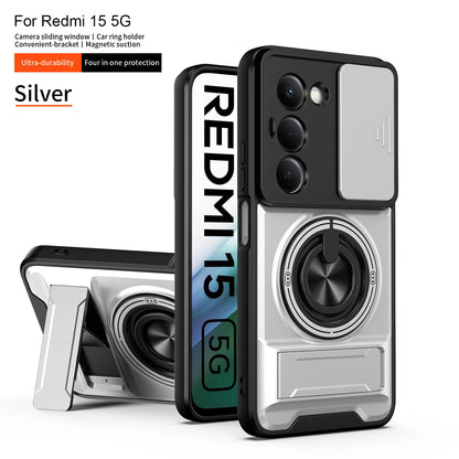 For Xiaomi Redmi 15 Case Redmi 15 4G 5G Cover Phone Case Magsafe Magnetic Fold Holder Military Armor Camera Protection Cover