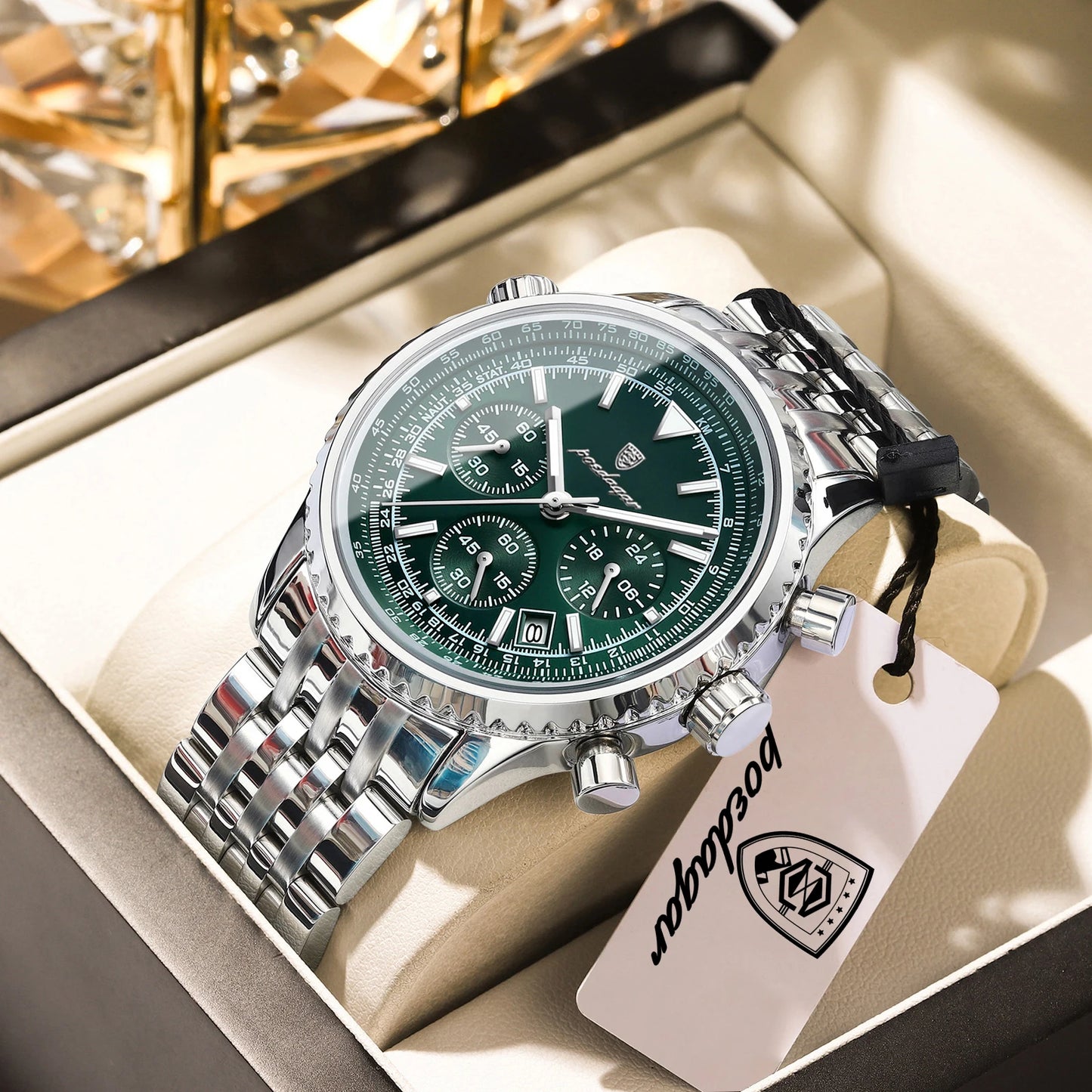 POEDAGAR Luxury Watches For Man Date Chronograph Stainless Steel Sport Men Watch Waterproof Luminous Quartz Military Men's Watch