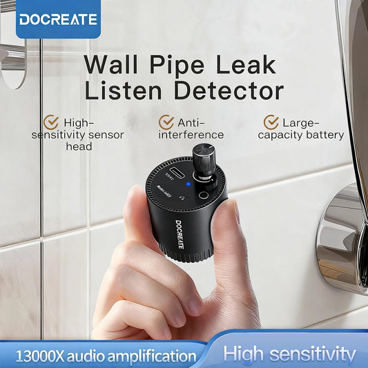 Water Mains Leak Detector Underground Pipe Leak Monitor Portable Type-C Leak Detector kit with Headphones for Indoor and Outdoor