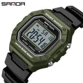 SANDA 2156 Fashion Mens Watch Military Water Resistant Sport Watches Army Big Dial Led Digital Wristwatches Stopwatches For Male