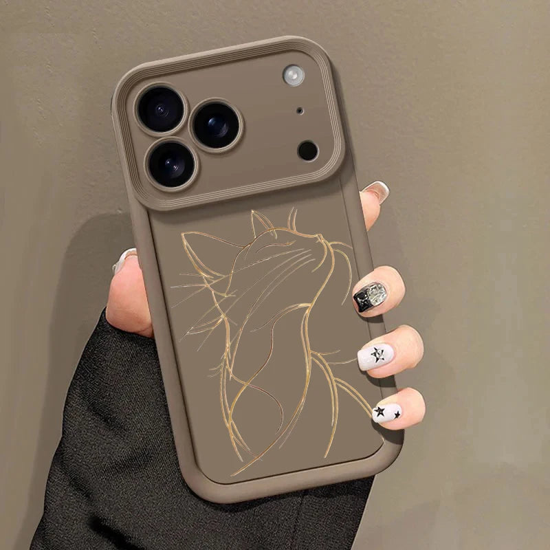 Artistic Line Cat Case For OPPO Reno 13 14 11 12F 11F 13F Realme C53 C55 C65 C63 C67 C71 15T 14 Plus A78 A58 A79 A60 A6 A5 Pro