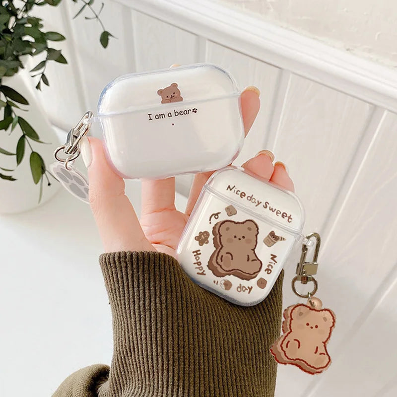 For AirPods 1 2 3 Earphone Case Funny Cute Cartoon Couples Bluetooth Headphone Protective Cover For AirPodsPro 2nd With Keychain