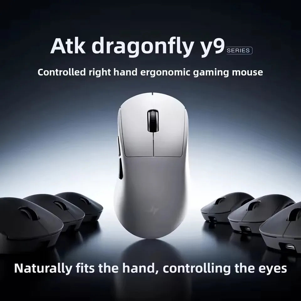 ATK Y9 Ultimate Tri-Model Right-Hand Wireless Gaming Mouse Dual 8KHz Lightweight PAW3950UItra Ergonomics E-sports Custom