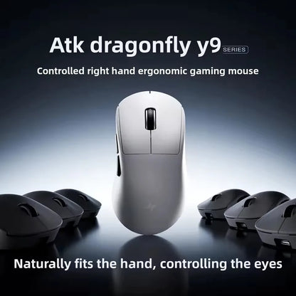 ATK Y9 Ultimate Tri-Model Right-Hand Wireless Gaming Mouse Dual 8KHz Lightweight PAW3950UItra Ergonomics E-sports Custom