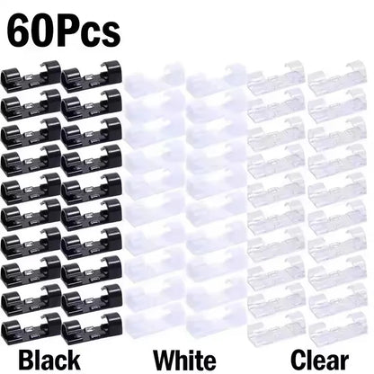 5/20/40/60Pcs Self-Adhesive Cable Organizer Clip Desk Tidy Management Clip Cable Protector For Mouse Headset Wire Storage Winder