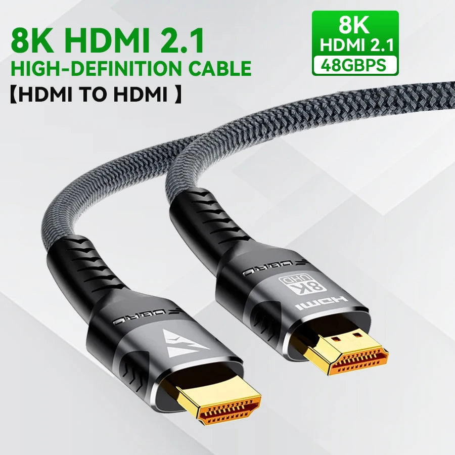 8K HDMI-Compatible Cable 4K@120Hz 8K@60Hz HDMI 2.1 Cable 48Gbps Adapter For RTX 3080 eARC HDR Video Cable PC Laptop TV box PS5