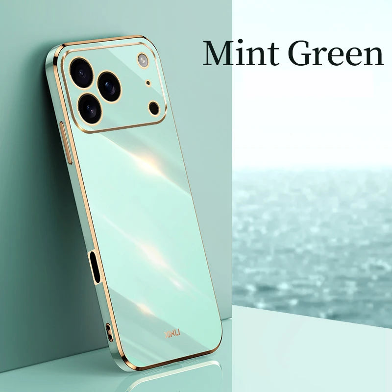 Solid Plating Phone Case For iPhone 17 Pro Max 17 Air 16e 16 Pro Max 16Plus 17Pro Max Cover Soft Silione Shockproof Cases Bumper