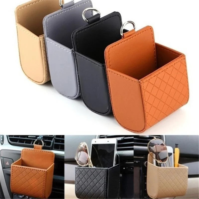 Car Air Vent Storage Bag Organizer Pocket Sunglass Holder Car Mount Phone Holder Coin Key Card Case Organizer with Hook