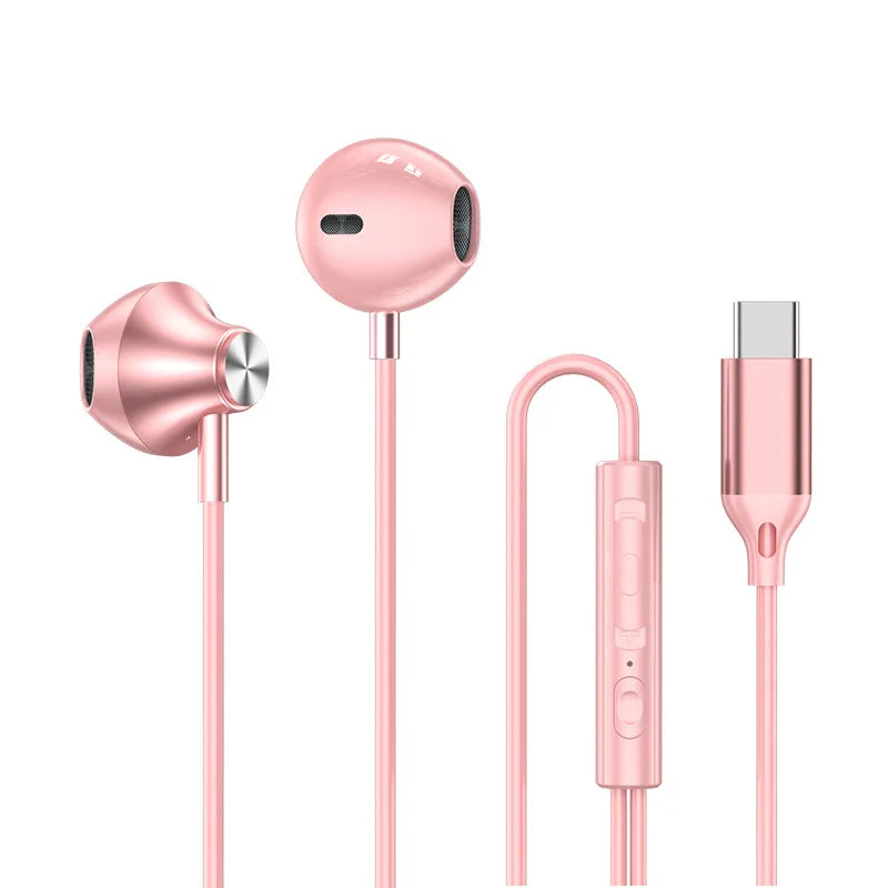 9D Stereo Type C & 3.5mm Gamers Headsets Wired Earphones In-ear Headphone HiFi Bass Earphone for Phone Earbud In Mic Handsfree