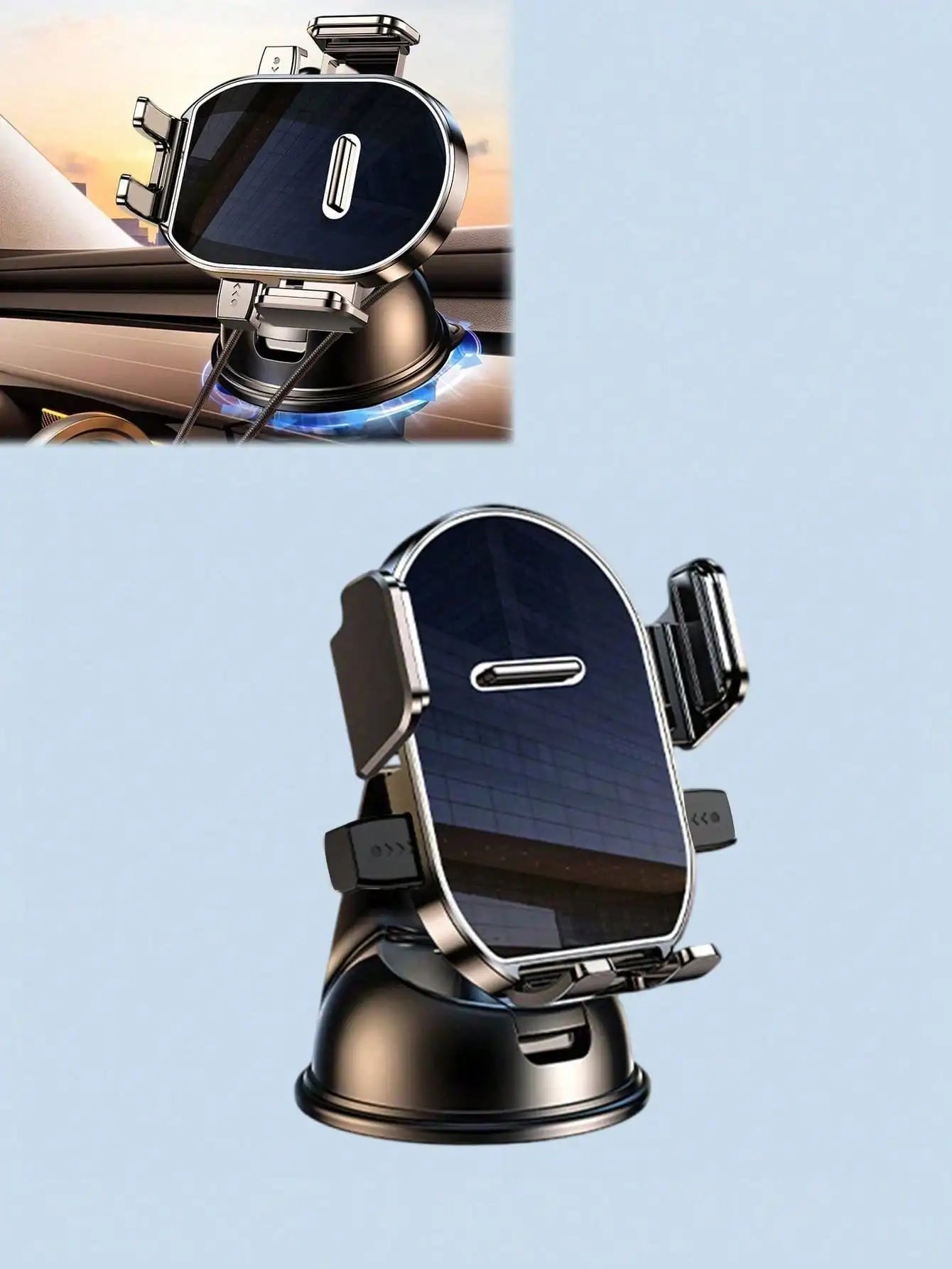 360° Rotating Dashboard Car Phone Holder - Suction Cup Base, Auto Lock, Shockproof, Universal Navigation Mount
