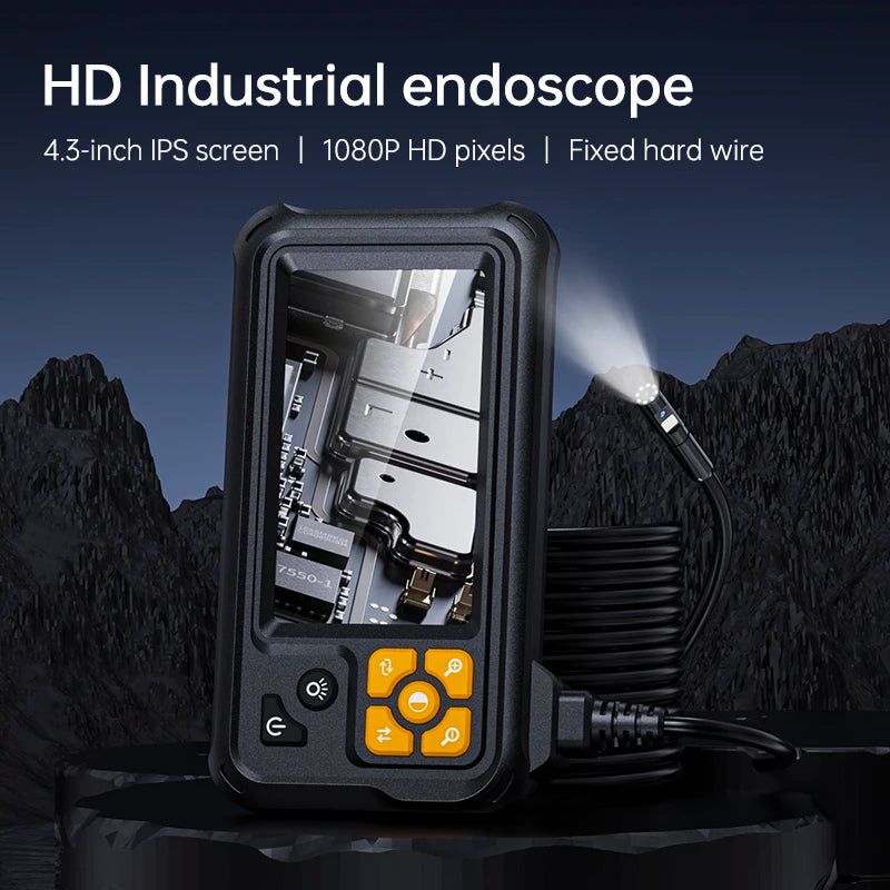 KERUI Industrial Endoscope Camera 4.3inch IPS Screen Dual Lens HD IP67 Waterproof Light Inspection Borescope For Pipe Car Repair