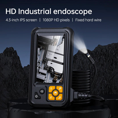 KERUI Industrial Endoscope Camera 4.3inch IPS Screen Dual Lens HD IP67 Waterproof Light Inspection Borescope For Pipe Car Repair